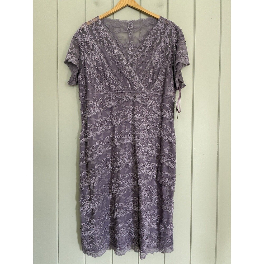 NWT Marina Dress 20W Sequin Tiered Lace Layered Stretch Party Wedding Amethyst